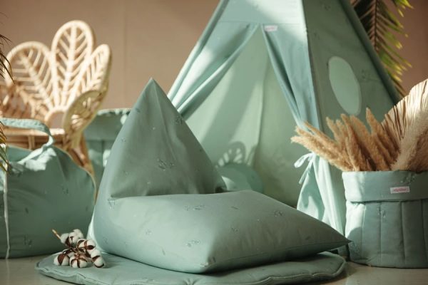 pouf chic vert mint et tipi