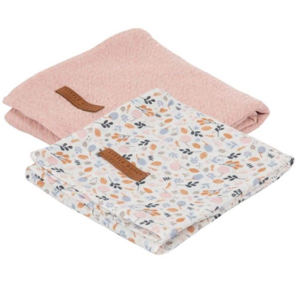 Lange bébé Pure pink & Spring flowers (lot de 2) - Little Dutch