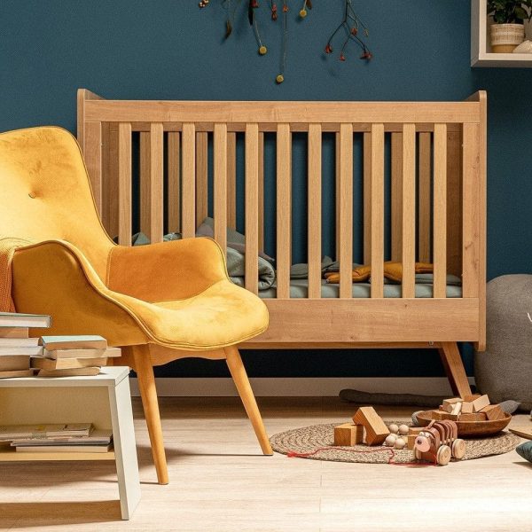 lit bébé vintage chêne 60 x 120 cm vox