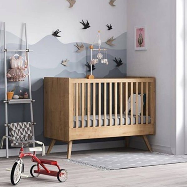 lit bébé évolutif vintage chêne 70 x 140 cm vox (1)