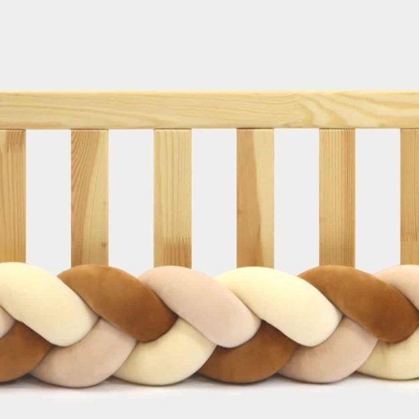 Tour de lit tressé pour bébé velours Vanille-Cannelle-Saumon