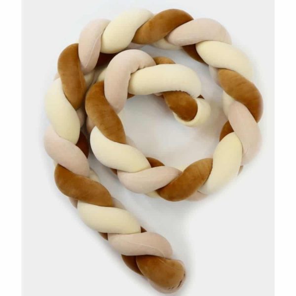 Tour de lit tressé pour bébé velours Vanille-Cannelle-Saumon
