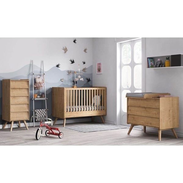 Lit Bébé évolutif Vintage Chêne 70 x 140 cm - VOX