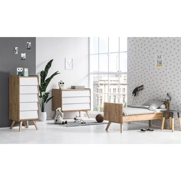 Lit Bébé évolutif Vintage Chêne 70 x 140 cm - VOX