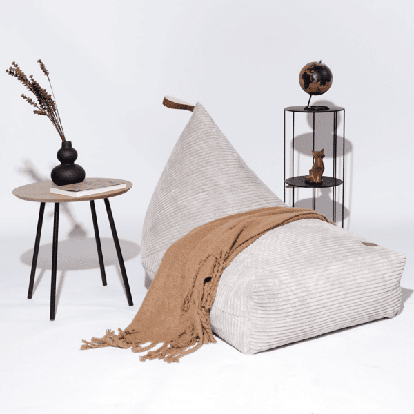 pouf en velours côtelé beige 2