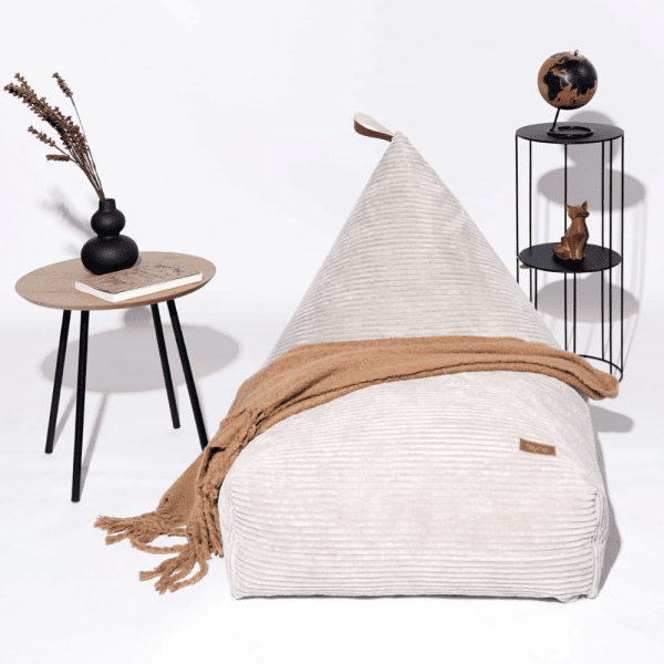 pouf en velours côtelé beige 3