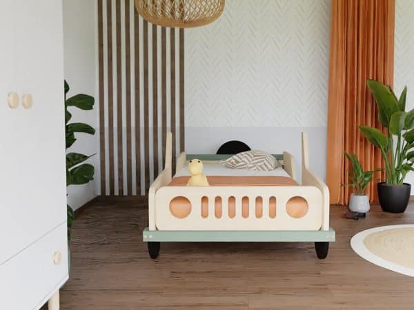 lit enfant voiture jeep safari en bois massif 80x160 cm