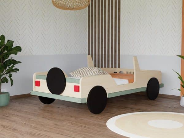 lit enfant voiture jeep safari en bois massif 80x160 cm