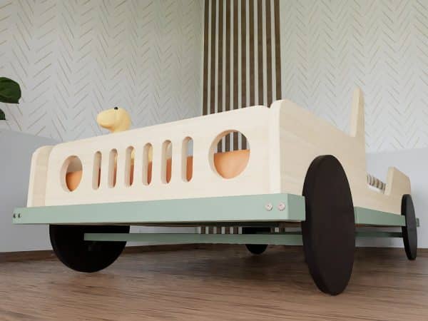lit enfant voiture jeep safari en bois massif 80x160 cm