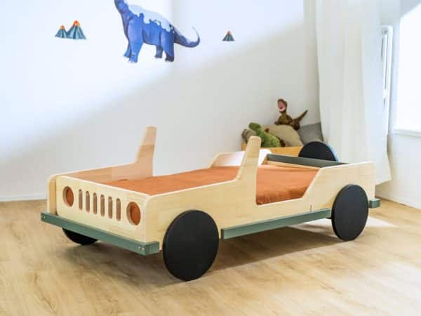 lit enfant voiture jeep safari en bois massif 80x160 cm