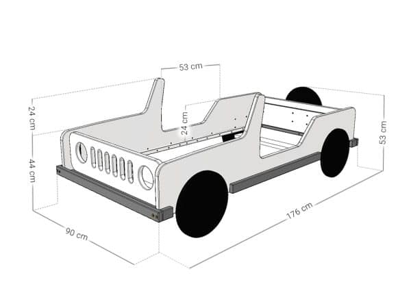 lit enfant voiture jeep safari en bois massif 80x160 cm