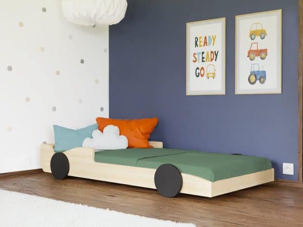lit voiture enfant formule 1 en bois massif 80x160 cm / 80x180 cm